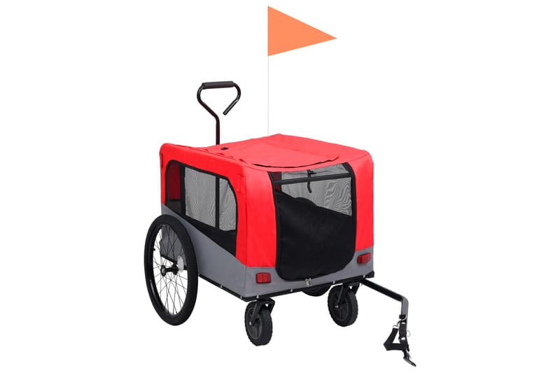 2-i-1-Cykelvagn för husdjur och joggingvagn röd och grå - Röd - Hundbur & hundtransport