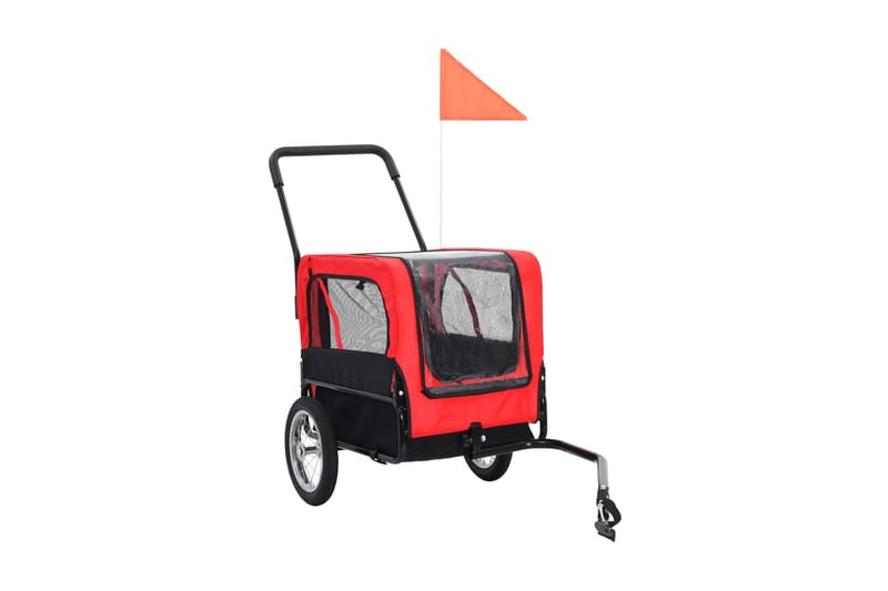 2-i-1-Cykelvagn för husdjur och joggingvagn röd och svart - Röd - Hundbur & hundtransport