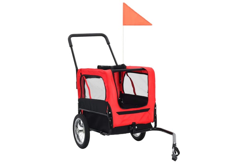 2-i-1-Cykelvagn för husdjur och joggingvagn röd och svart - Röd - Hundbur & hundtransport