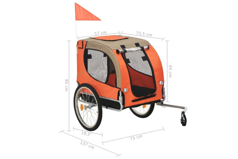 Cykelvagn för hund orange och grå - Röd - Hundbur & hundtransport