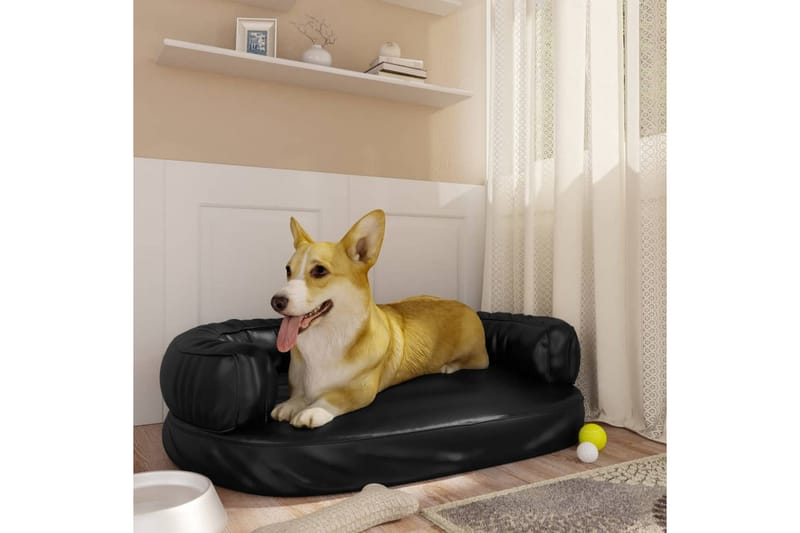 Ergonomisk hundbädd svart 75x53 cm konstläder - Svart - Hundbädd & hundsäng