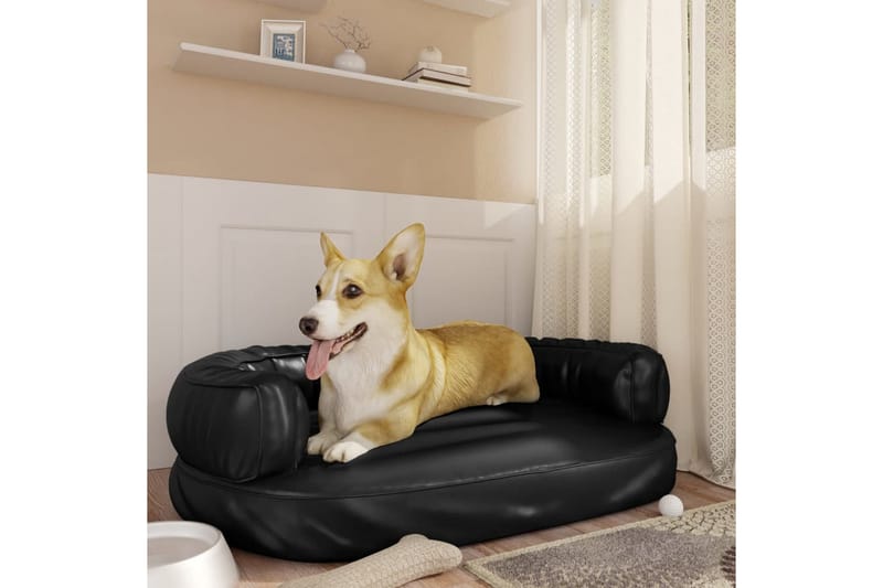 Ergonomisk hundbädd svart 88x65 cm konstläder - Svart - Hundbädd & hundsäng