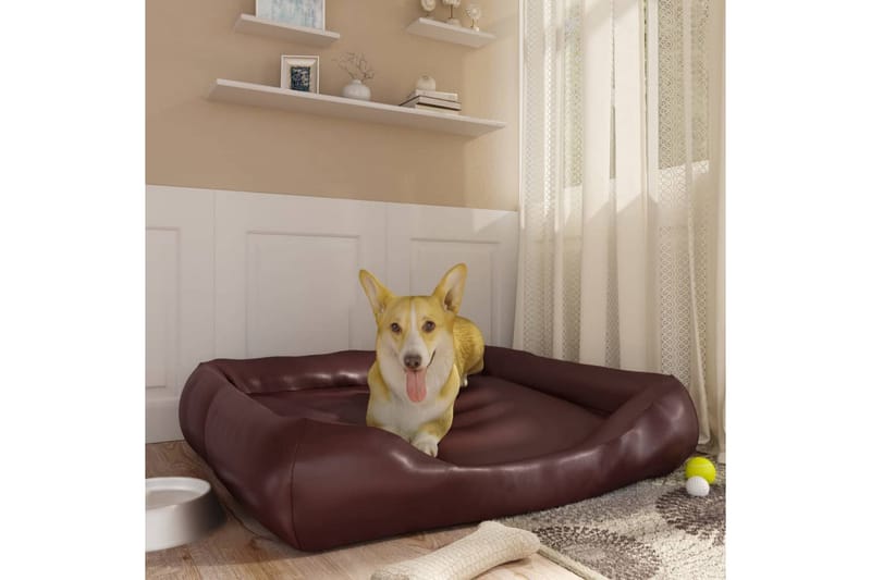 Hundbädd brun 105x80x25 cm konstläder - Brun - Hundbädd & hundsäng