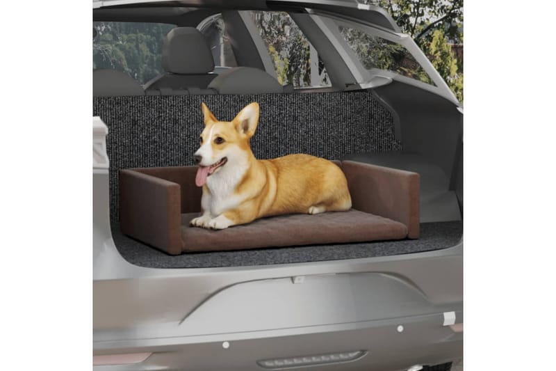 Hundbädd för bil brun 70x45 cm linnelook - Brun - Hundbädd & hundsäng
