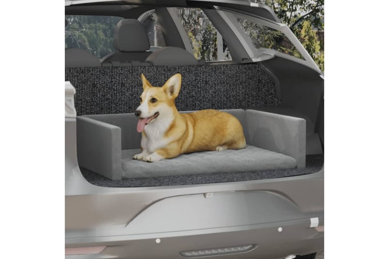 Hundbädd för bil ljusgrå 110x70 cm linnelook - Grå - Hundbädd & hundsäng