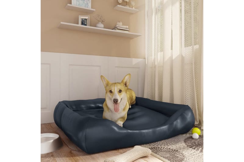 Hundbädd mörkblå 80x68x23 cm konstläder - Grå - Hundbädd & hundsäng
