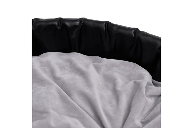 Hundbädd svart och grå 90x79x20 cm plysch och konstläder - Svart - Hundbädd & hundsäng