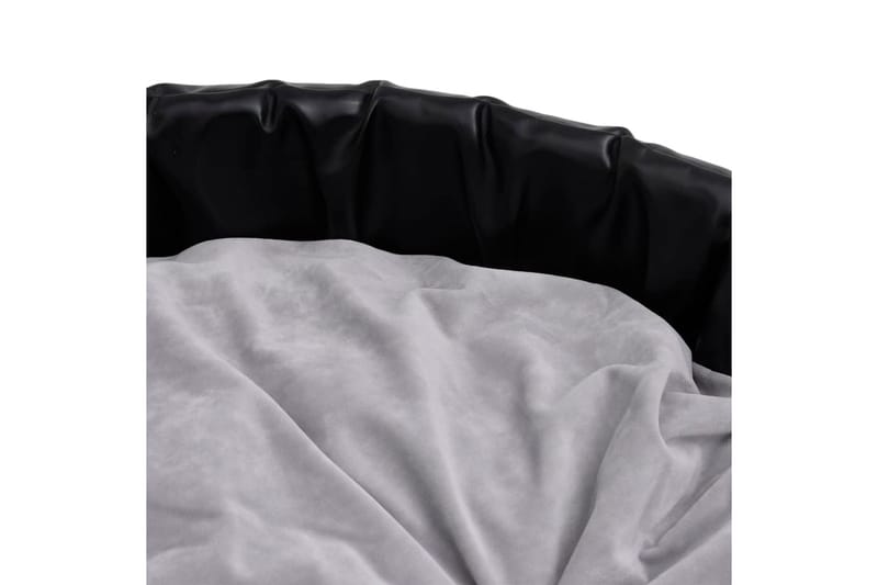 Hundbädd svart och grå 99x89x21 cm plysch och konstläder - Svart - Hundbädd & hundsäng