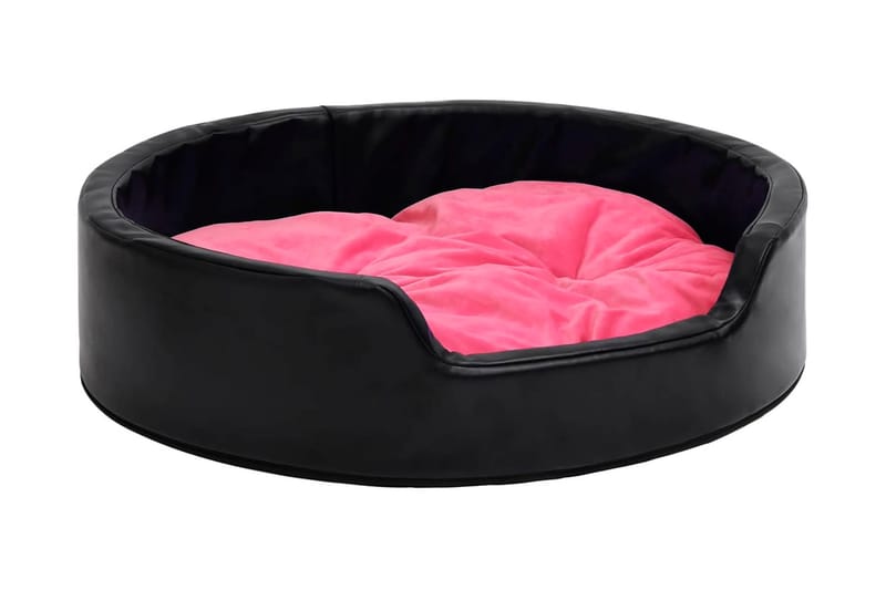 Hundbädd svart och rosa 79x70x19 cm plysch och konstläder - Svart - Hundbädd & hundsäng