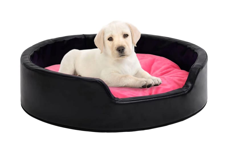 Hundbädd svart och rosa 99x89x21 cm plysch och konstläder - Svart - Hundbädd & hundsäng