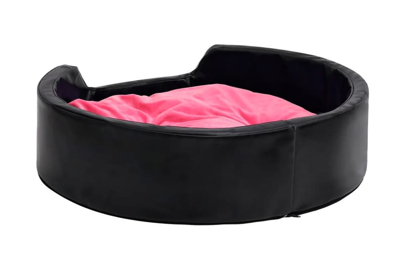 Hundbädd svart och rosa 99x89x21 cm plysch och konstläder - Svart - Hundbädd & hundsäng