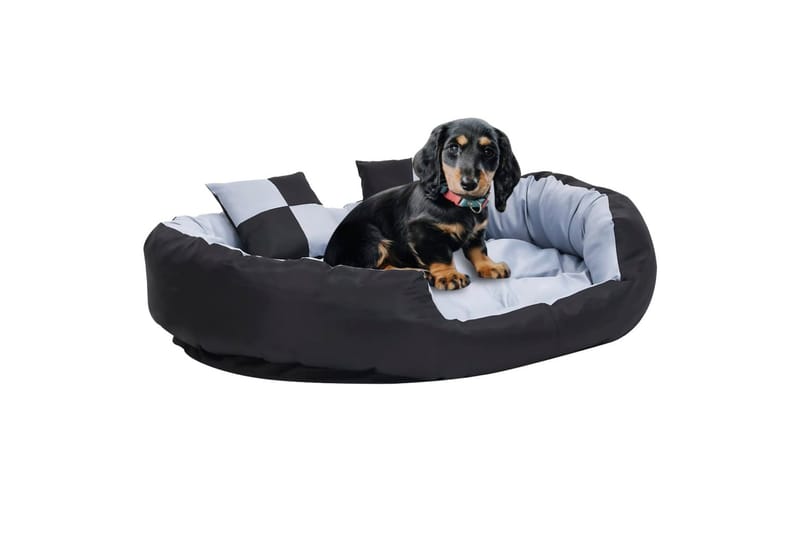 Vändbar och tvättbar hundsäng grå och svart 110 x 30 x 80 cm - Grå - Hundbädd & hundsäng