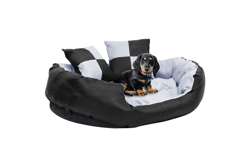 Vändbar och tvättbar hundsäng grå och svart 85x70x20 cm - Grå - Hundbädd & hundsäng