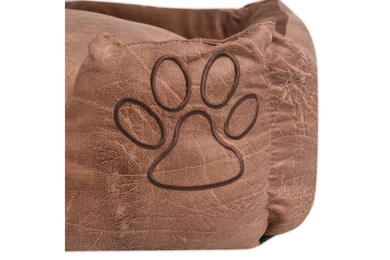 Hundbädd med kudde PU konstläder storlek XL beige - Antracit/Beige - Hundbädd & hundsäng