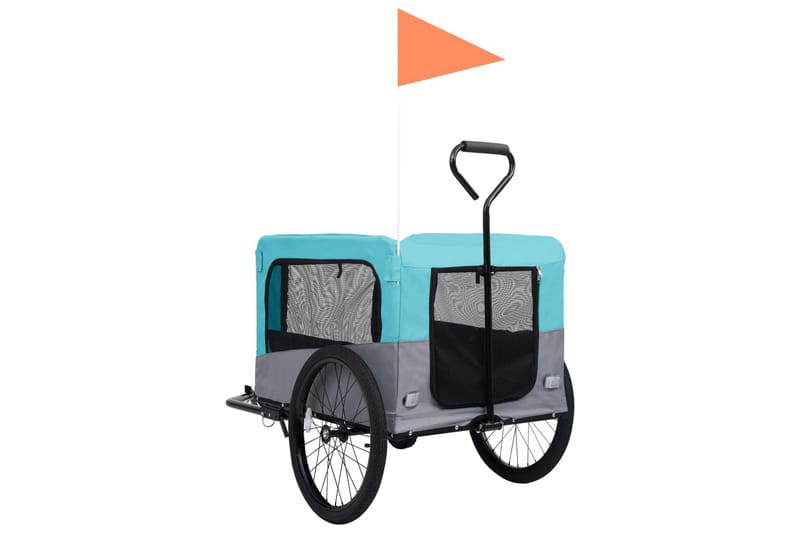 2-i-1-Cykelvagn för husdjur och joggingvagn blå och grå - Blå - Hundbur & hundtransport
