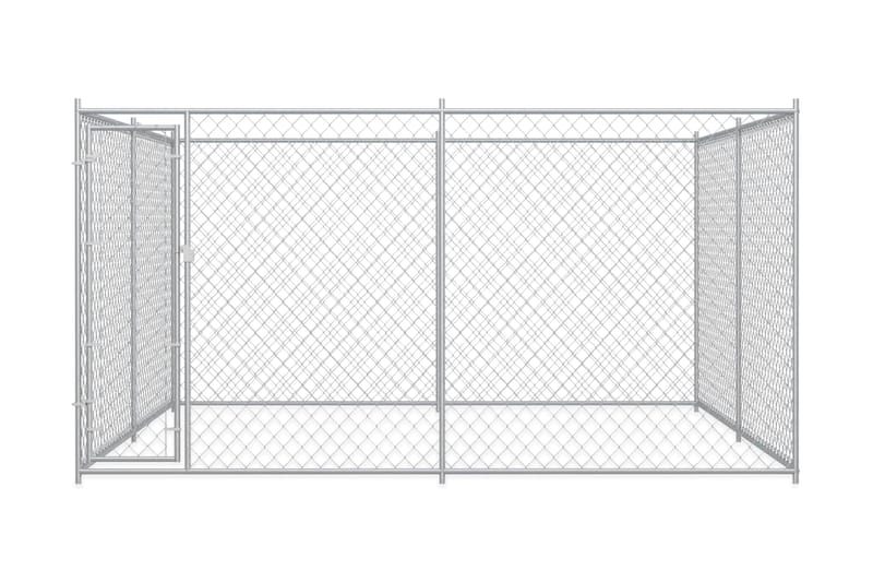 Hundgård för utomhusbruk 383x383x185 cm - Silver - Hundkoja & hundhus