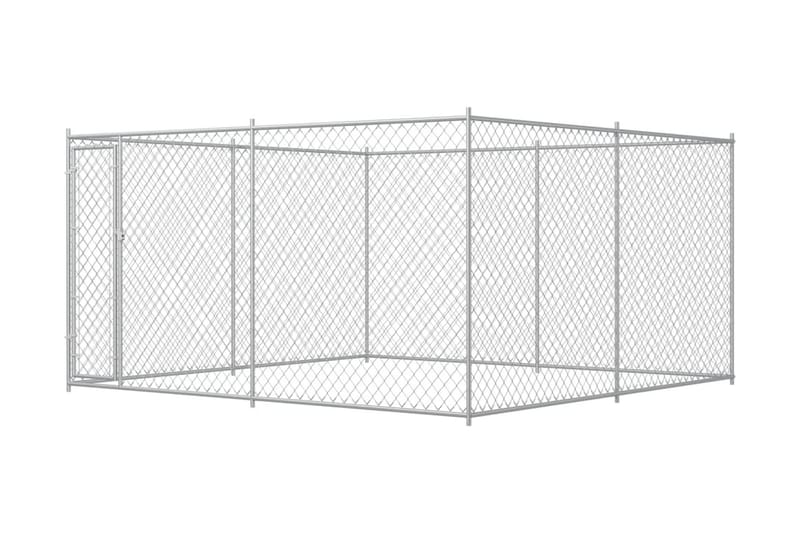 Hundgård för utomhusbruk 383x383x185 cm - Silver - Hundkoja & hundhus