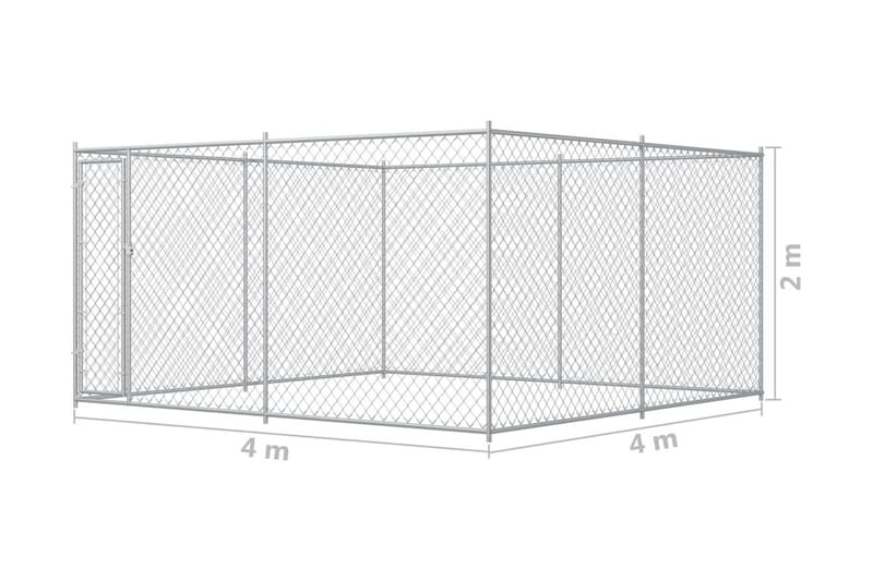 Hundgård för utomhusbruk 383x383x185 cm - Silver - Hundkoja & hundhus