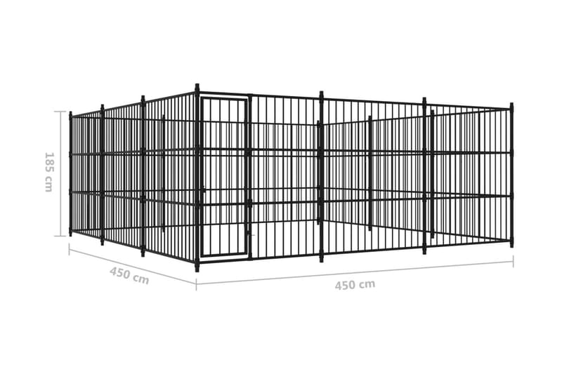 Hundgård för utomhusbruk 450x450x185 cm - Svart - Hundkoja & hundhus