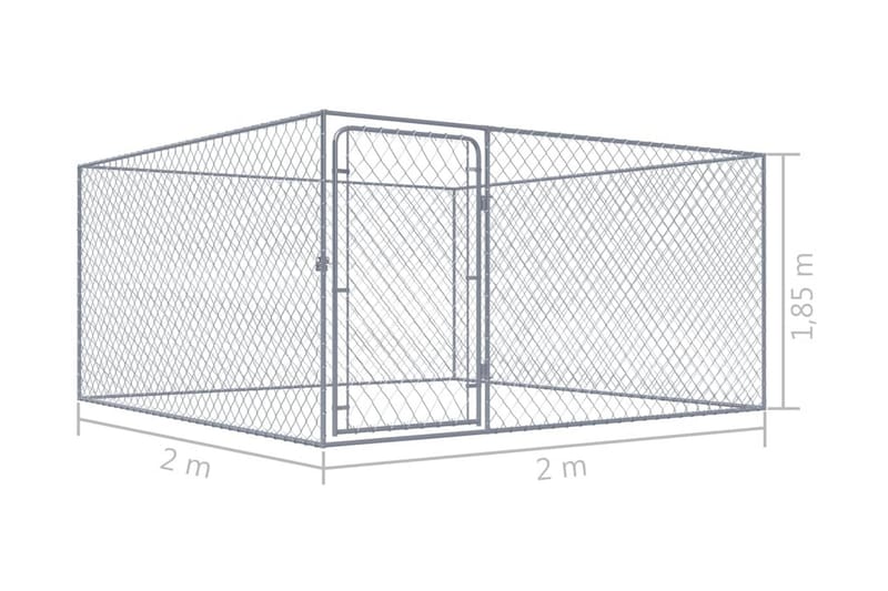 Hundgård för utomhusbruk galvaniserat stål 2x2x1 m - Silver - Hundkoja & hundhus