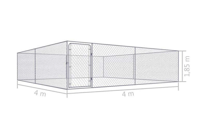 Hundgård för utomhusbruk galvaniserat stål 4x4x1 m - Silver - Hundkoja & hundhus