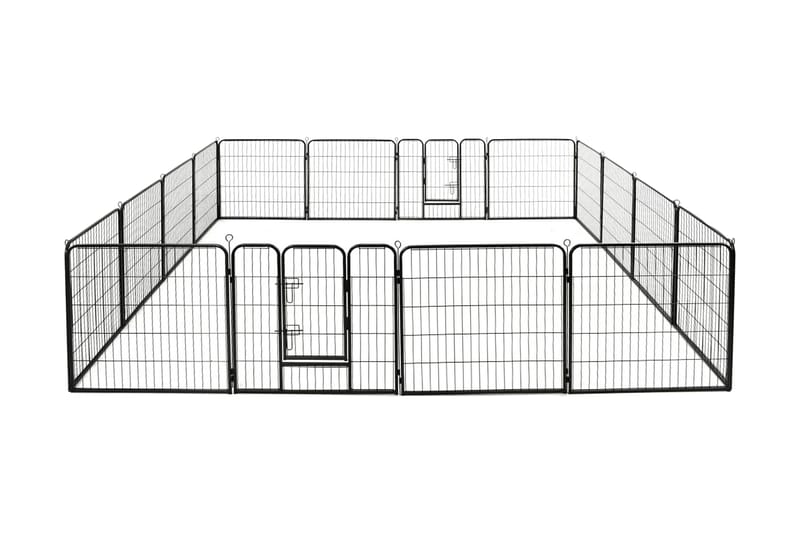 Hundhage 16 paneler stål 80x80 cm svart - Svart - Hundkoja & hundhus