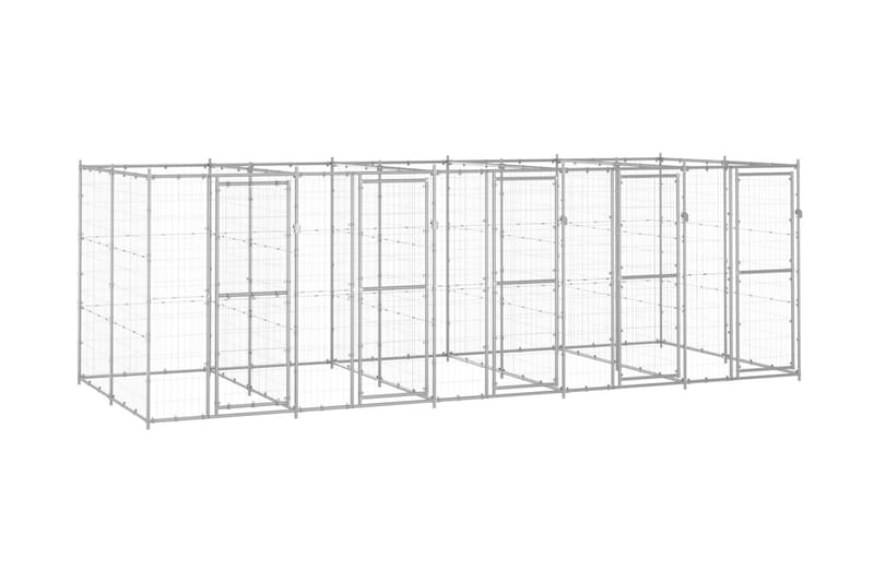 Hundgård för utomhusbruk galvaniserat stål 12,1 m² - Silver - Hundgrind & hundstaket