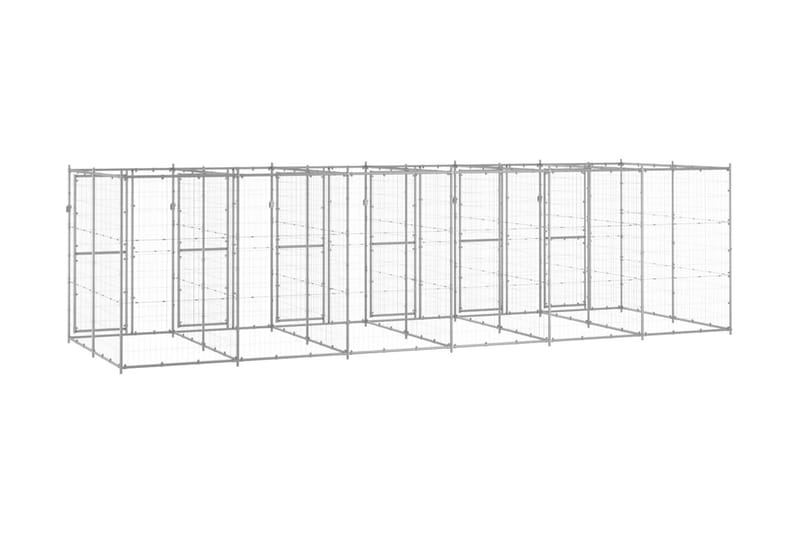 Hundgård för utomhusbruk galvaniserat stål 14,52 m² - Silver - Hundgrind & hundstaket