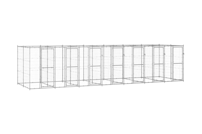 Hundgård för utomhusbruk galvaniserat stål 16,94 m² - Silver - Hundgrind & hundstaket