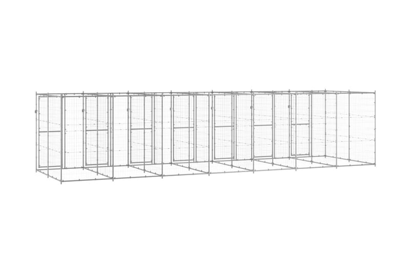 Hundgård för utomhusbruk galvaniserat stål 16,94 m² - Silver - Hundgrind & hundstaket