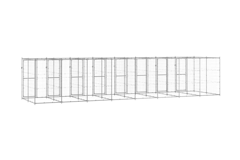 Hundgård för utomhusbruk galvaniserat stål 19,36 m² - Silver - Hundgrind & hundstaket