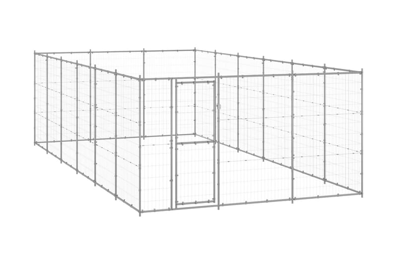 Hundgård för utomhusbruk galvaniserat stål 21,78 m² - Silver - Hundgrind & hundstaket
