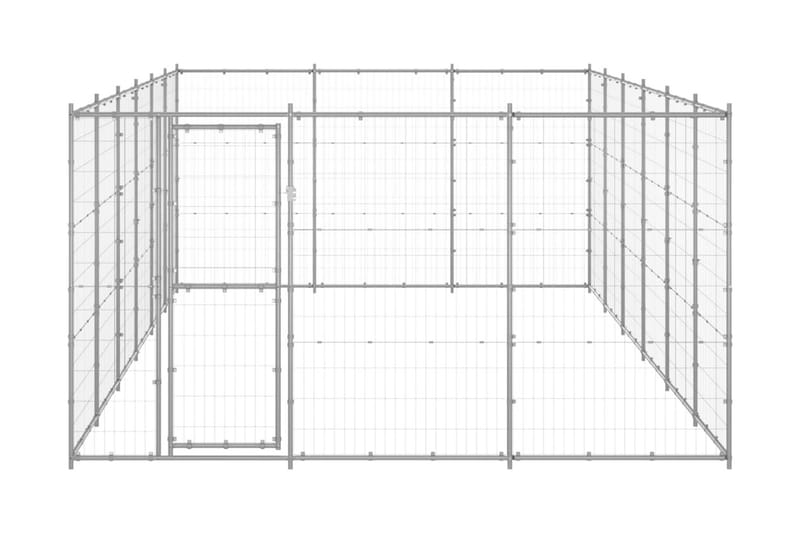 Hundgård för utomhusbruk galvaniserat stål 21,78 m² - Silver - Hundgrind & hundstaket