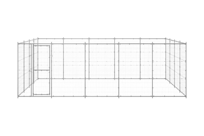 Hundgård för utomhusbruk galvaniserat stål 24,2 m² - Silver - Hundgrind & hundstaket