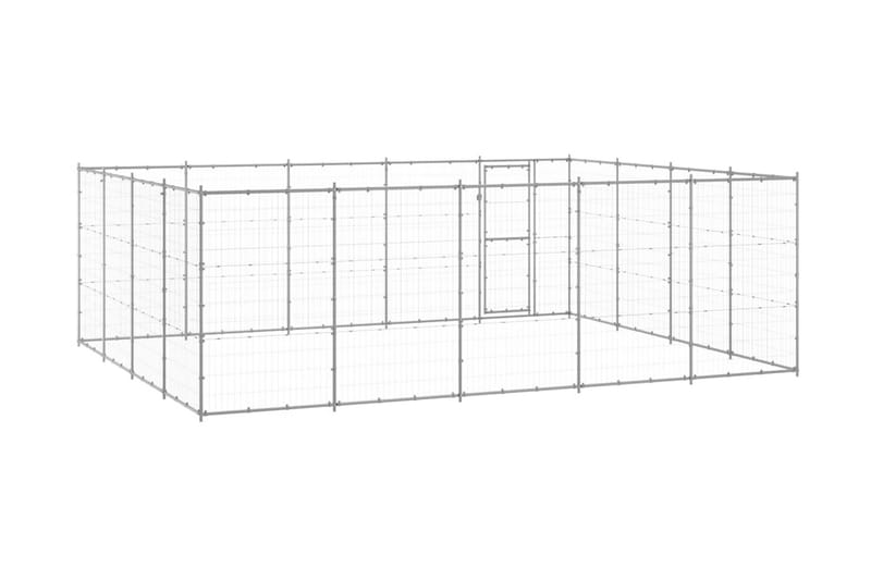 Hundgård för utomhusbruk galvaniserat stål 24,2 m² - Silver - Hundgrind & hundstaket