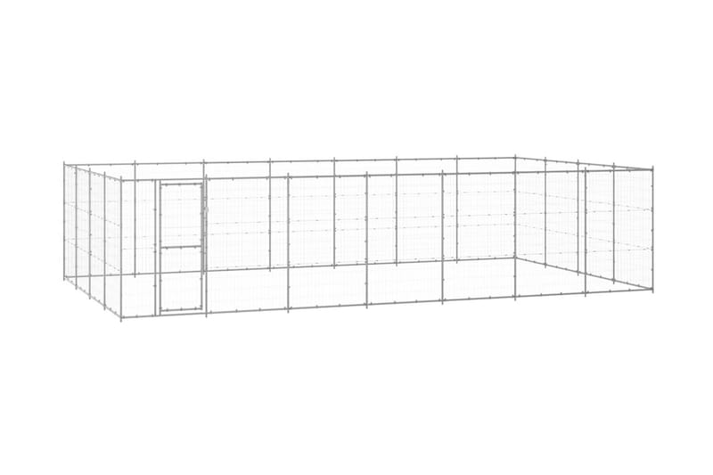 Hundgård för utomhusbruk galvaniserat stål 33,88 m² - Silver - Hundgrind & hundstaket