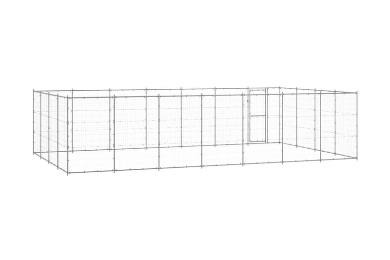 Hundgård för utomhusbruk galvaniserat stål 33,88 m² - Silver - Hundgrind & hundstaket