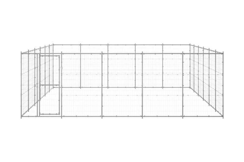 Hundgård för utomhusbruk galvaniserat stål 36,3 m² - Silver - Hundgrind & hundstaket