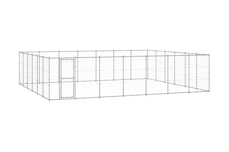 Hundgård för utomhusbruk galvaniserat stål 50,82 m² - Silver - Hundgrind & hundstaket