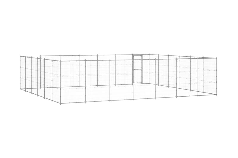 Hundgård för utomhusbruk galvaniserat stål 50,82 m² - Silver - Hundgrind & hundstaket