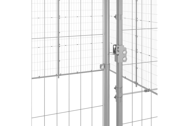 Hundgård för utomhusbruk galvaniserat stål 53,24 m² - Silver - Hundgrind & hundstaket