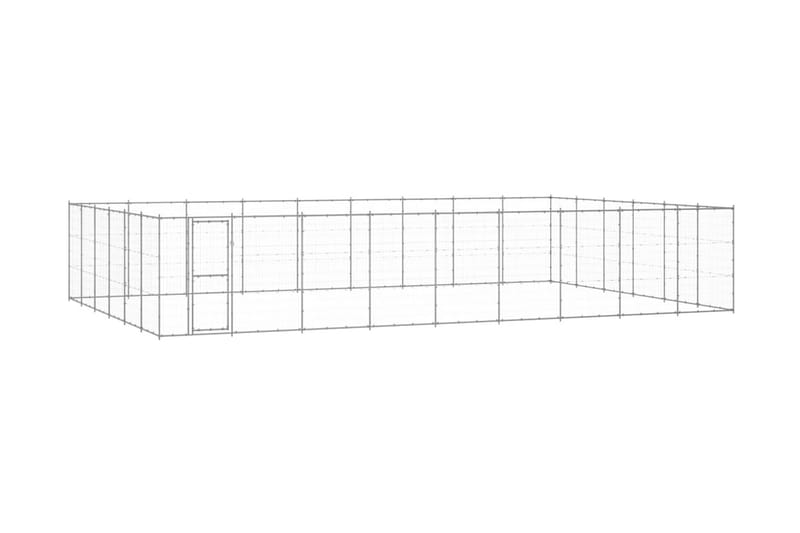Hundgård för utomhusbruk galvaniserat stål 65,34 m² - Silver - Hundgrind & hundstaket