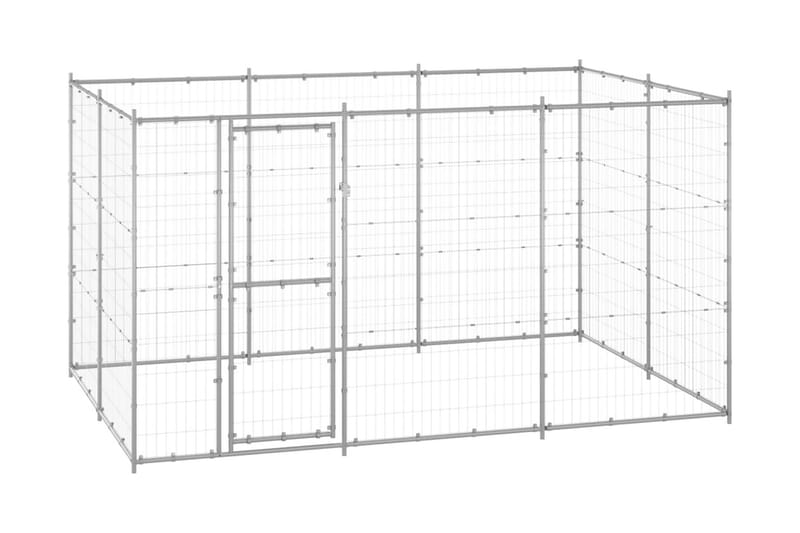 Hundgård för utomhusbruk galvaniserat stål 7,26 m² - Silver - Hundgrind & hundstaket