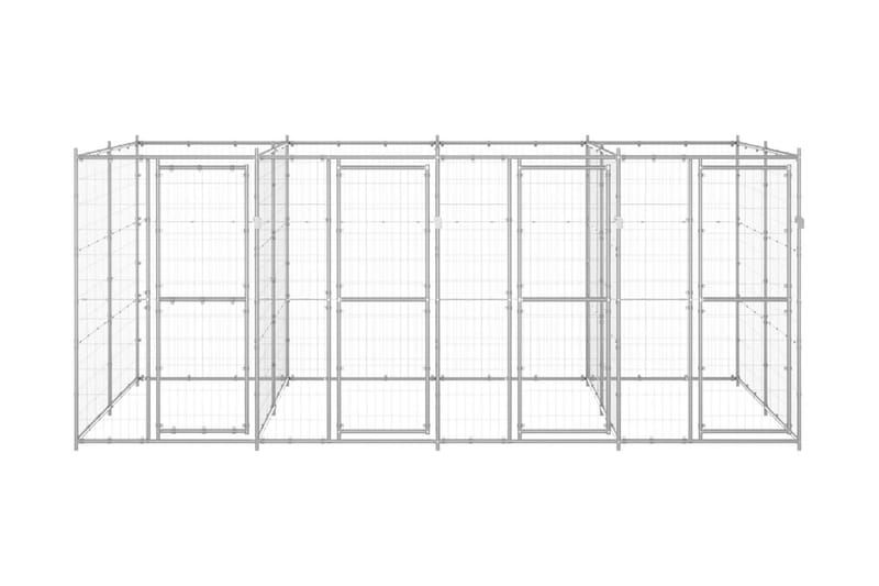 Hundgård för utomhusbruk galvaniserat stål 9,68 m² - Silver - Hundgrind & hundstaket