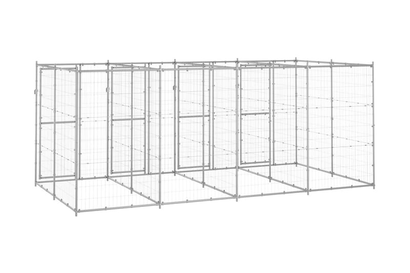 Hundgård för utomhusbruk galvaniserat stål 9,68 m² - Silver - Hundgrind & hundstaket