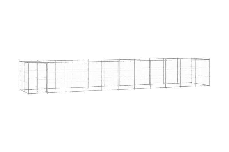 Hundgård för utomhusbruk galvaniserat stål med tak 26,62 m² - Silver - Hundgrind & hundstaket