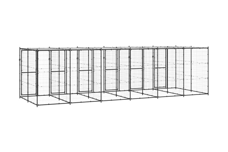 Hundgård för utomhusbruk med tak 14,52 m² - Svart - Hundgrind & hundstaket