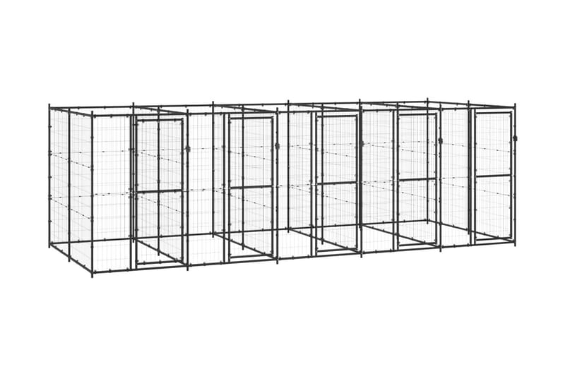Hundgård för utomhusbruk stål 12,1 m² - Svart - Hundgrind & hundstaket