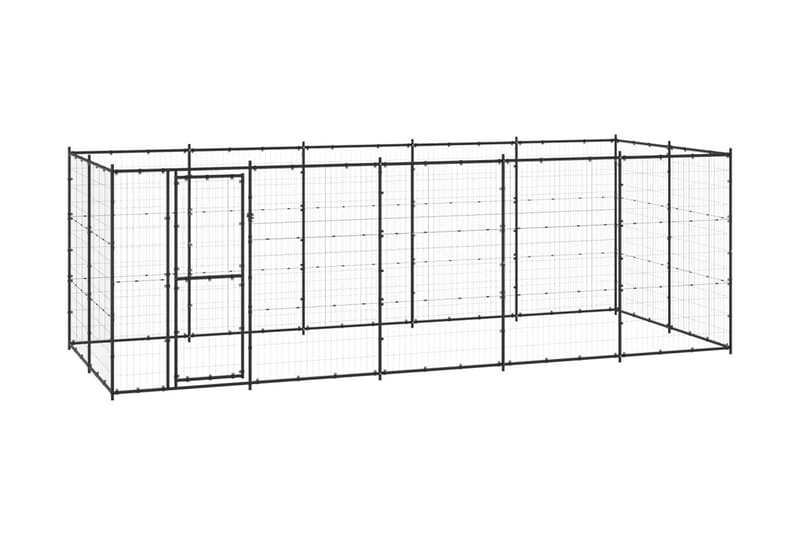 Hundgård för utomhusbruk stål 12,1 m² - Svart - Hundgrind & hundstaket