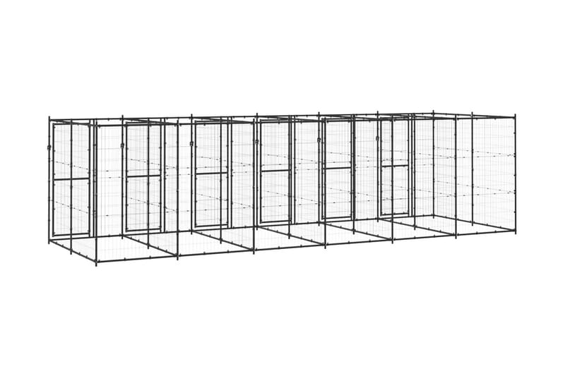 Hundgård för utomhusbruk stål 14,52 m² - Svart - Hundgrind & hundstaket